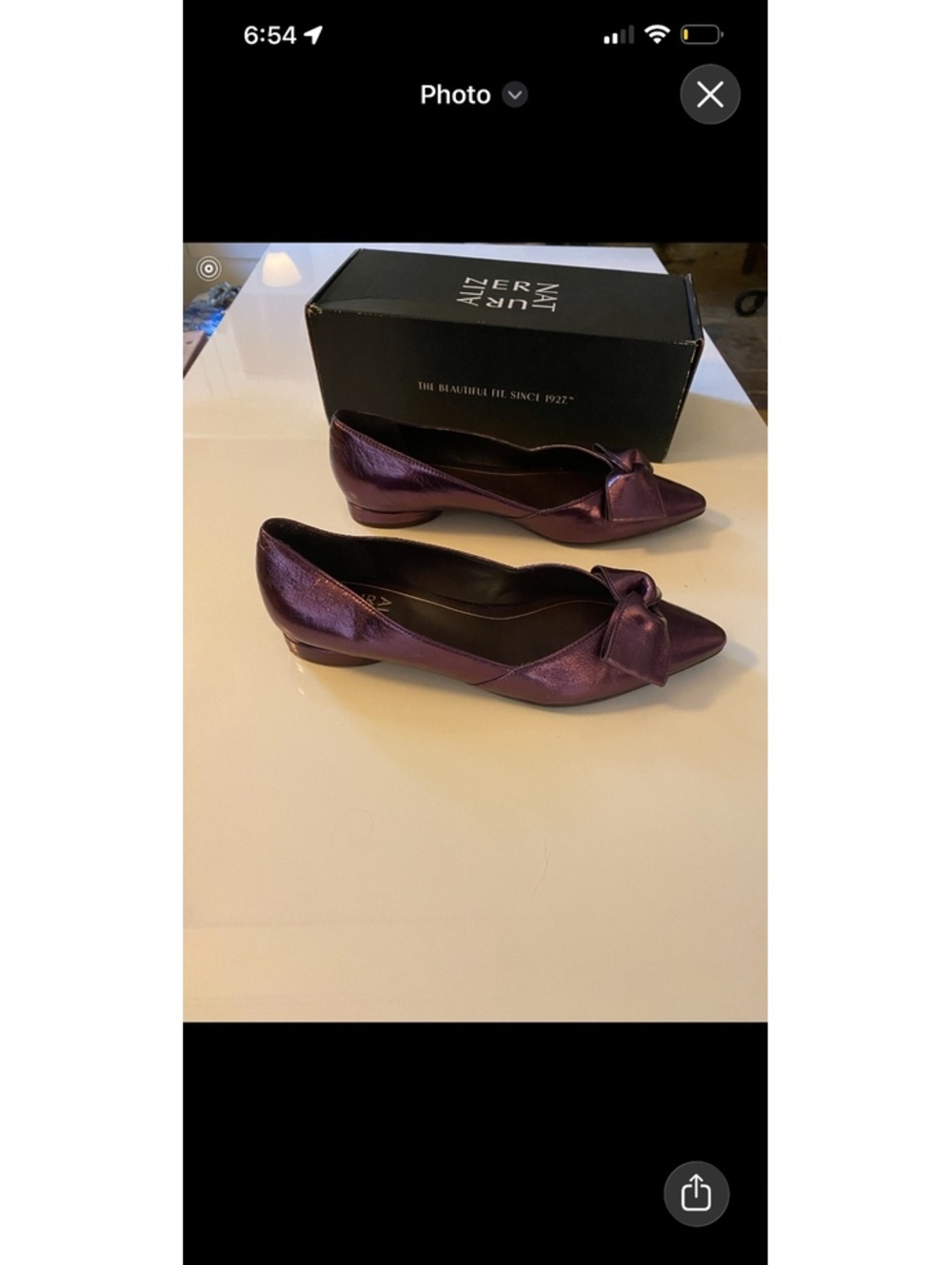 naturalizer women’s havana bow leather flat pumps